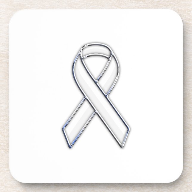 Dessous-de-verre Chrome Style White Ribbon Awareness (Devant)