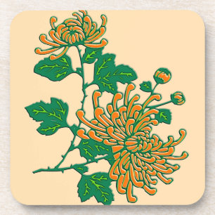 Dessous-de-verre Chrysanthèmes d'araignée chinois - orange clair