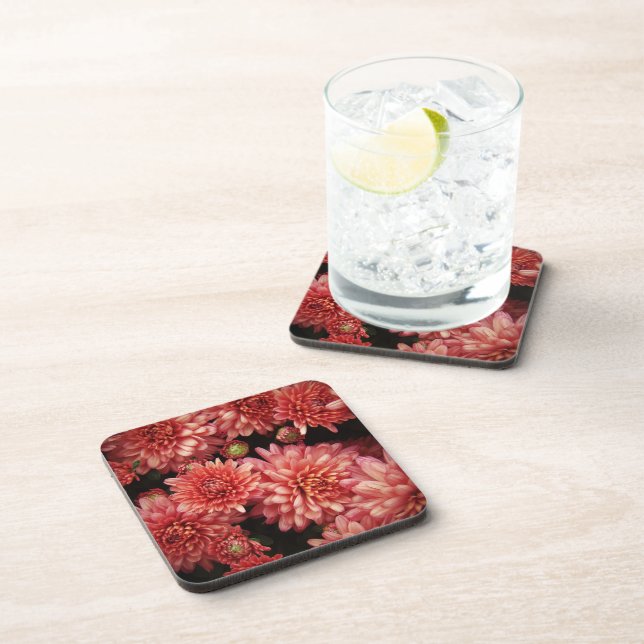 Dessous-de-verre Chrysanthèmes rouges riches (Côté Droit)