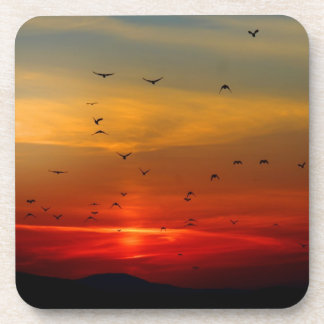 Dessous-de-verre Ciel atmosphérique, coucher de soleil, oiseaux, be