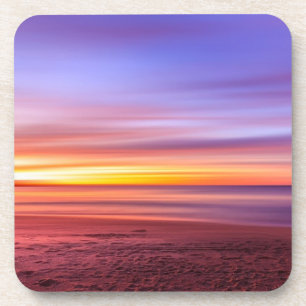 Dessous-de-verre Ciel de coucher de soleil sur la plage et la mer
