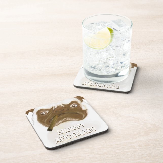 Dessous-de-verre Cigar à puggy Grumpy AFICIONADO personnalisé (Côté Droit)