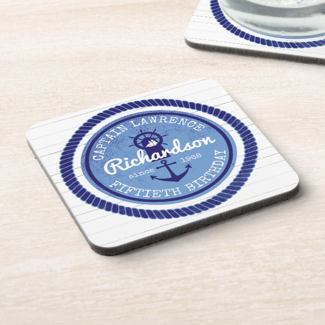 Dessous-de-verre cinquantième Capitaine Nautical Rope Anchor Helm (Côté gauche)