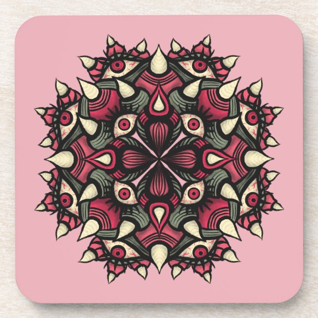 Dessous-de-verre Cirque d'horreur rose pastel goth (Devant)