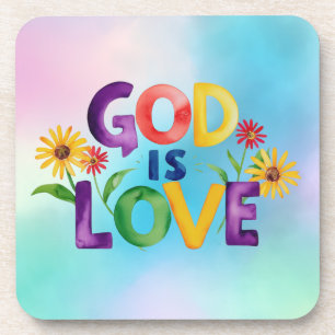 Dessous-de-verre Citation de la Bible spirituelle Dieu est Amour Fl