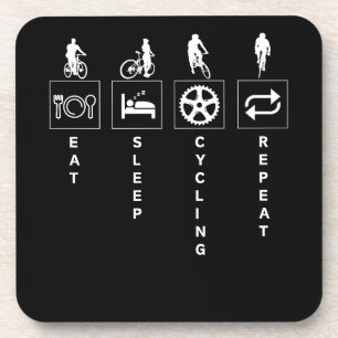 Dessous-de-verre Citation de sport drôle de cyclisme Manger Dormir