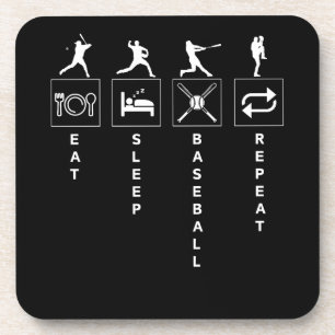 Dessous-de-verre Citation sportive drôle de baseball Manger dormir