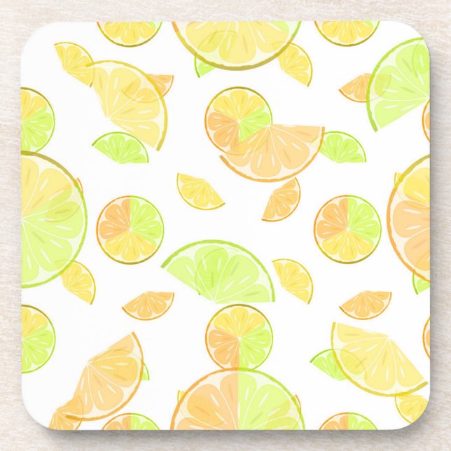 Dessous-de-verre citron vert orange tranches fruits agrumes nature (Devant)