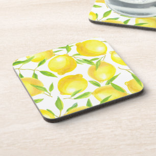 Dessous-de-verre Citrons et motif feuille