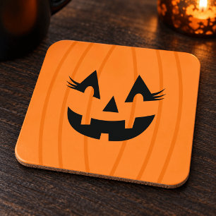 Dessous-de-verre Citrouille aux cils orange féminine Jack o Lantern