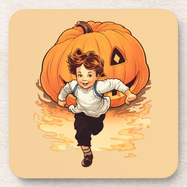 Dessous-de-verre Citrouille d'Halloween, Happy Young Boy (Devant)