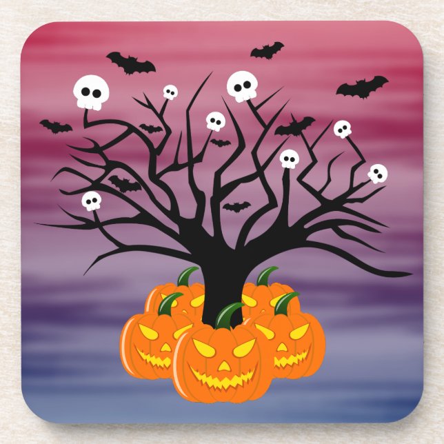 Dessous-de-verre Citrouille d'Halloween Jack o’ Lanterne Dead Tree (Devant)