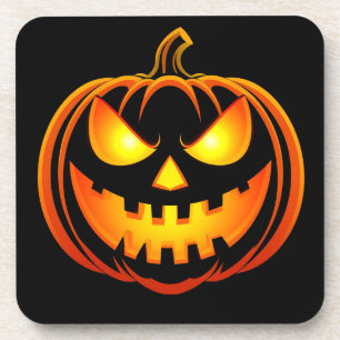 Dessous-de-verre Citrouille d'Halloween lumineuse et effrayante