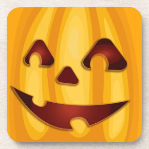 Dessous-de-verre Citrouille sculpté souriant design Halloween