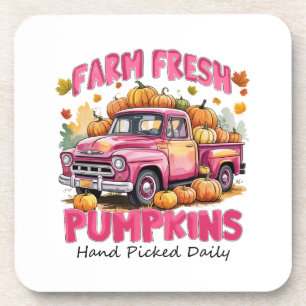 Dessous-de-verre Citrouilles frais de ferme - Camion rose Harvest d
