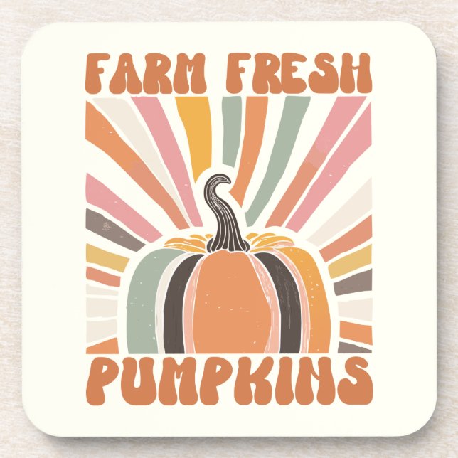 Dessous-de-verre Citrouilles frais de la ferme rétro (Devant)