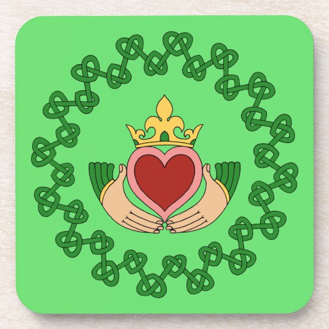 Dessous-de-verre Claddagh et Green Knotwork (Devant)