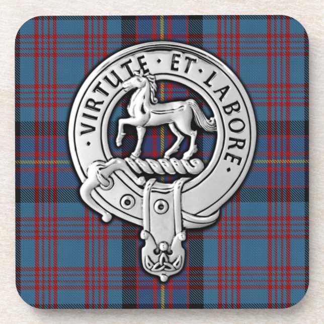 Dessous-de-verre Clan Cochrane Crest & Azure Tartan (Devant)
