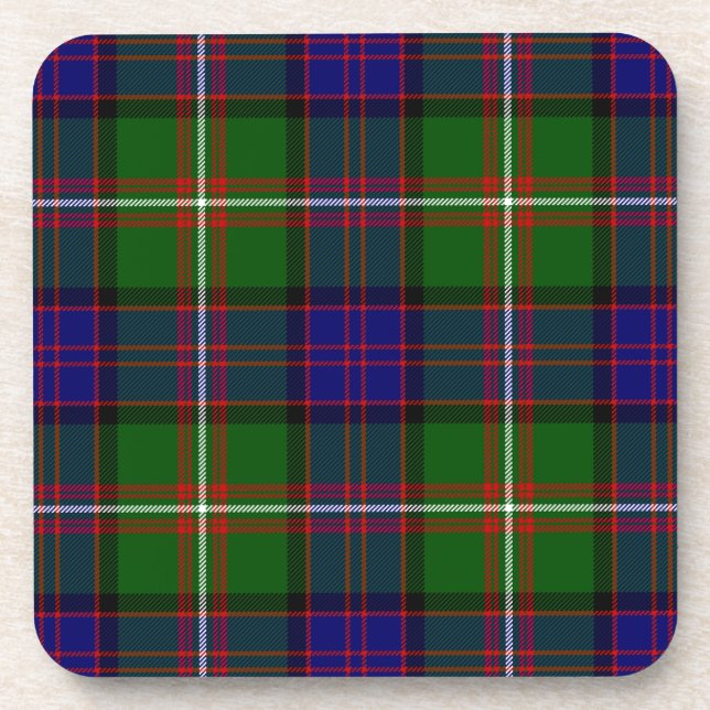 Dessous-de-verre Clanranald tartan bleu vert plaid (Devant)