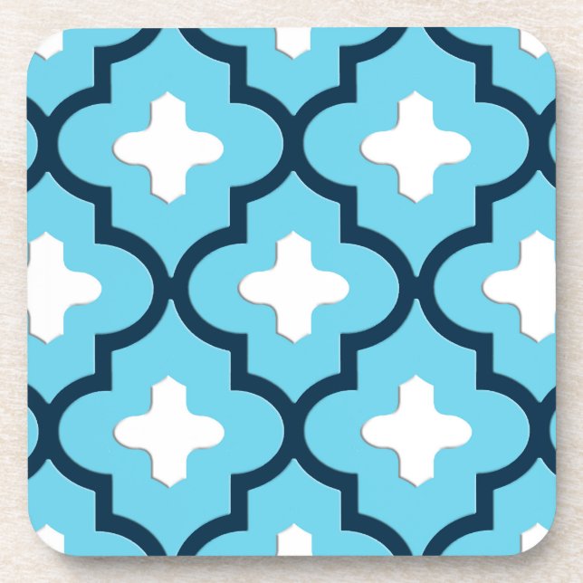 Dessous-de-verre Classic Moroccan Tile, Indigo and Sky Blue (Devant)