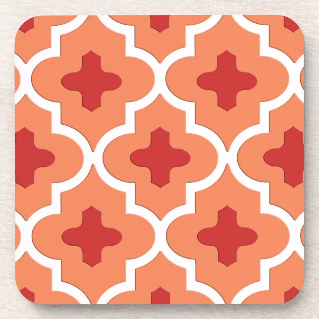 Dessous-de-verre Classic Moroccan Tile, Mandarin Orange (Devant)