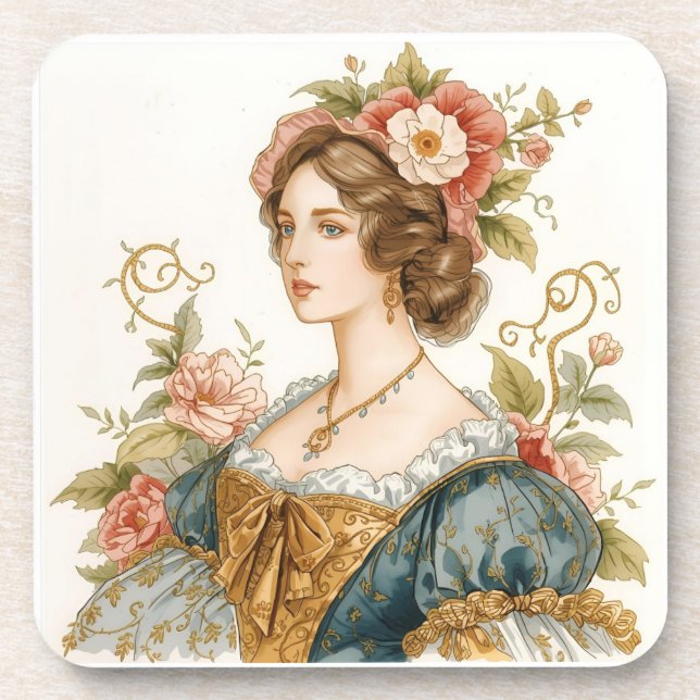 Dessous-de-verre Classique, victorienne, Princesse avec de beaux Ro (Devant)