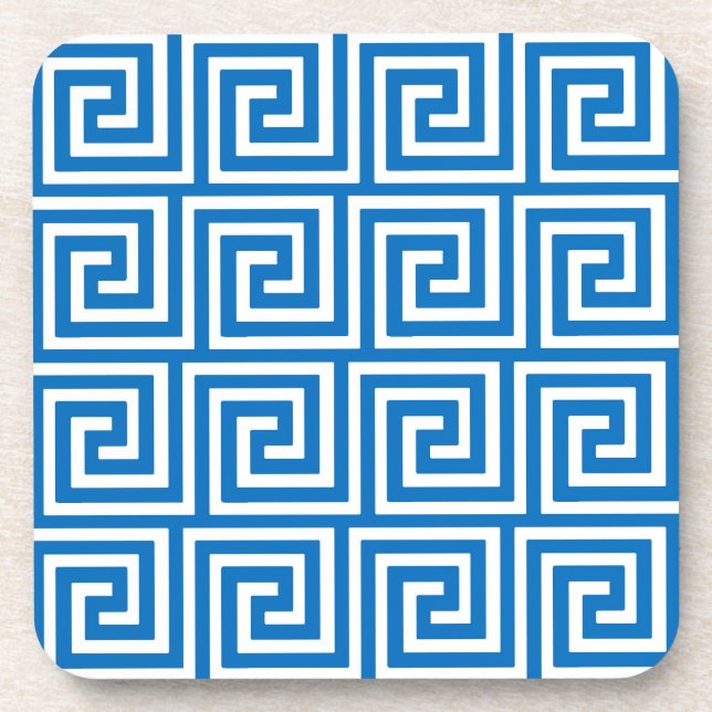 Dessous-de-verre Clé grecque, bleu et blanc (Devant)