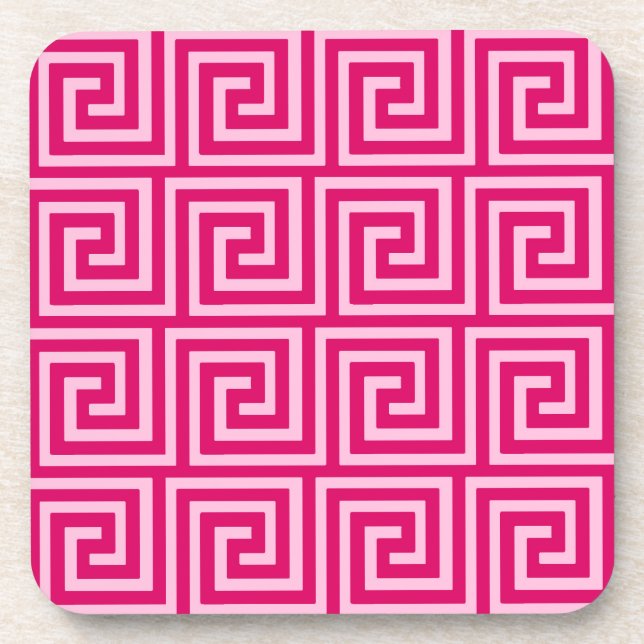 Dessous-de-verre Clé grecque, fuchsia et rose pâle (Devant)