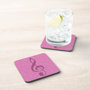 Dessous-de-verre Clef rose et notes musicales