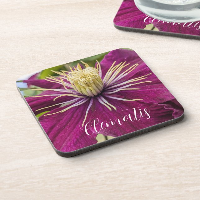 Dessous-de-verre Clématite pourpre en fleurs Floral (Côté gauche)