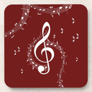 Dessous-de-verre Climacic G Clef Music Rouge