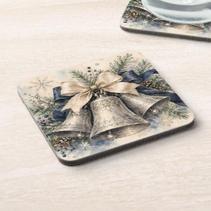 Dessous-de-verre Cloche de Noël argentée élégante aquarelle