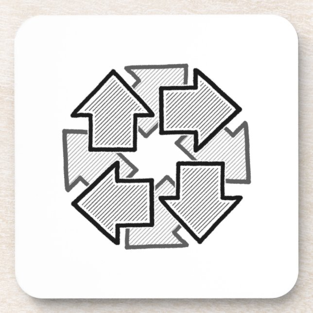 Dessous-de-verre Clockwise Arrows Minimal Geometric White Variant 1 (Devant)