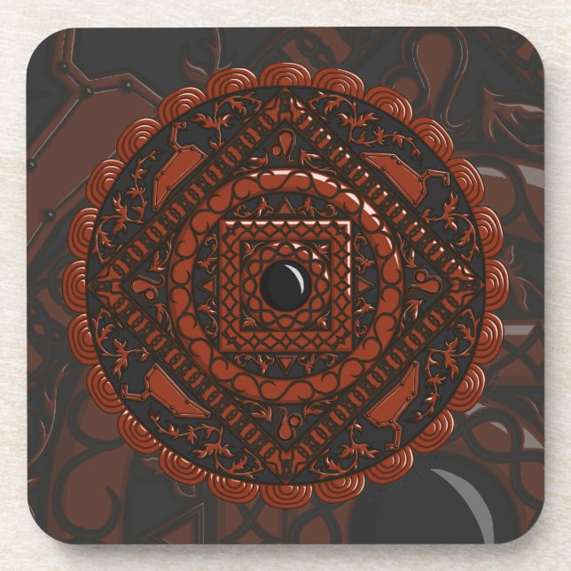 Dessous-de-verre Coaster Carré Mandala Lion (Devant)