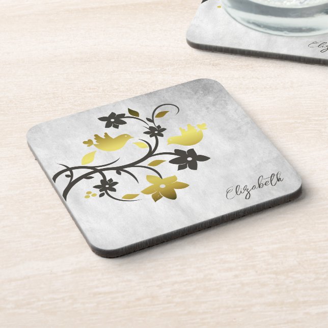 Dessous-de-verre Coaster de boisson Gold Lovebirds (Côté gauche)