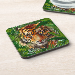 Dessous-de-verre Coaster de boisson Tiger Jungle Tigre coloré