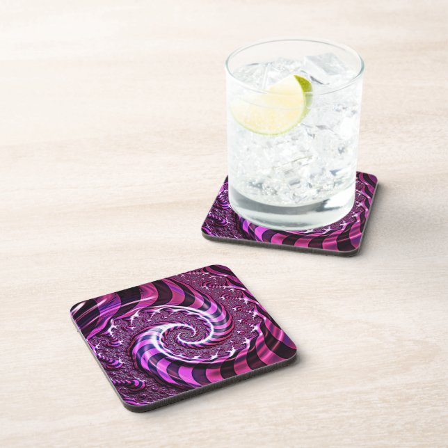 Dessous-de-verre Coaster d'illusion spirale rose et noire (Côté Droit)