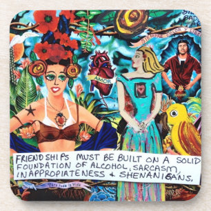 DESSOUS-DE-VERRE COASTER-PK/6FRIENDSHIP, MALICE, ALCOOL, SARCASME