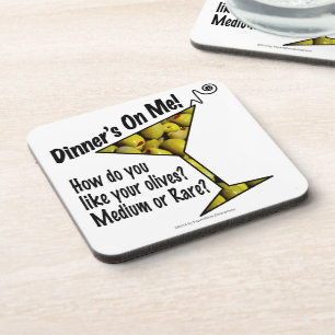 Dessous-de-verre COASTERS Dîner ! Olives ? Moyen ou Rare ?