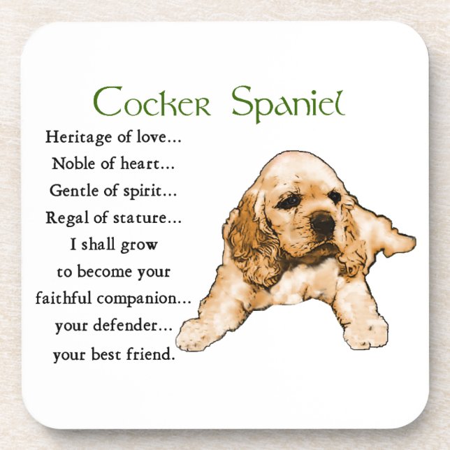 Dessous-de-verre Cocker Spaniel Puppy Love Art (Devant)