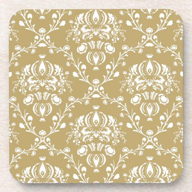 Dessous-de-verre Cocoa and Cream Damask (Devant)