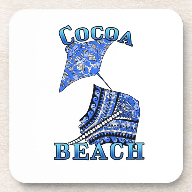 Dessous-de-verre Cocoa Beach Floride Vacances Tribal Stingray (Devant)