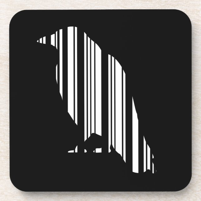 Dessous-de-verre Code barre de corbeau motif oiseau conception (Devant)