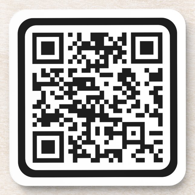 Dessous-de-verre Code QR moderne éditable | Noir Blanc ou toute cou (Devant)