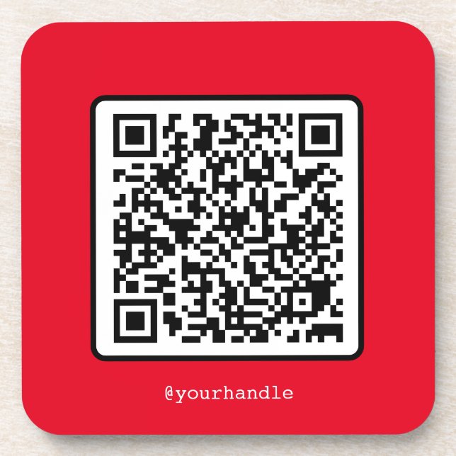 Dessous-de-verre Code QR rouge Médias sociaux personnalisés Simple  (Devant)