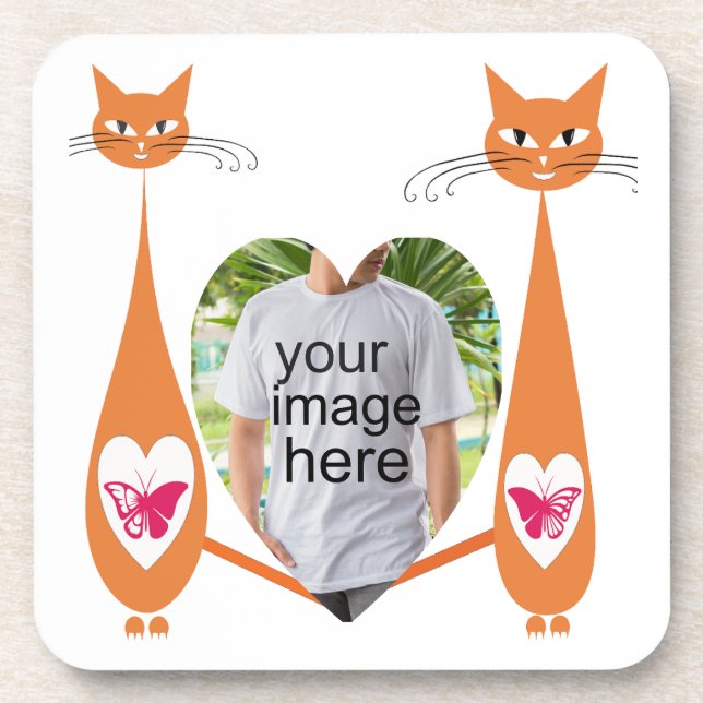 Dessous-de-verre Coeur d'amour de chat modifiable - Conception de t (Devant)