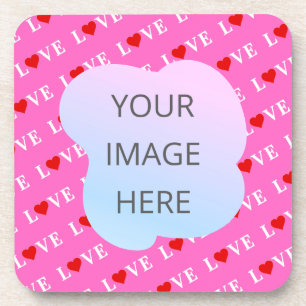 Dessous-de-verre Coeur d'amour rose élégant