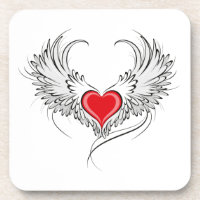 Cœur d'ange rouge avec des ailes