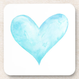 Dessous-de-verre Coeur de bleu d'aquarelle
