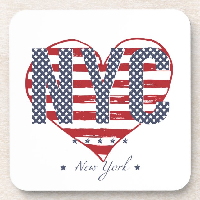 Dessous-de-verre Coeur de drapeau américain de NYC (Devant)
